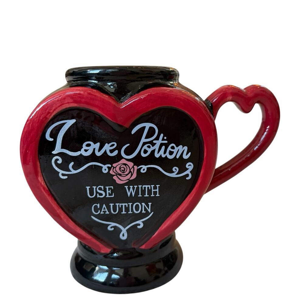 Love Potion Shaped Mug 350ml Black & Red Halloween Coffee Tea Cup New